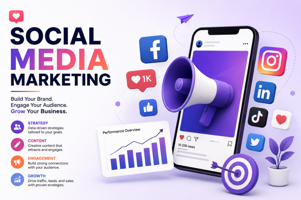 image shows social media marketing